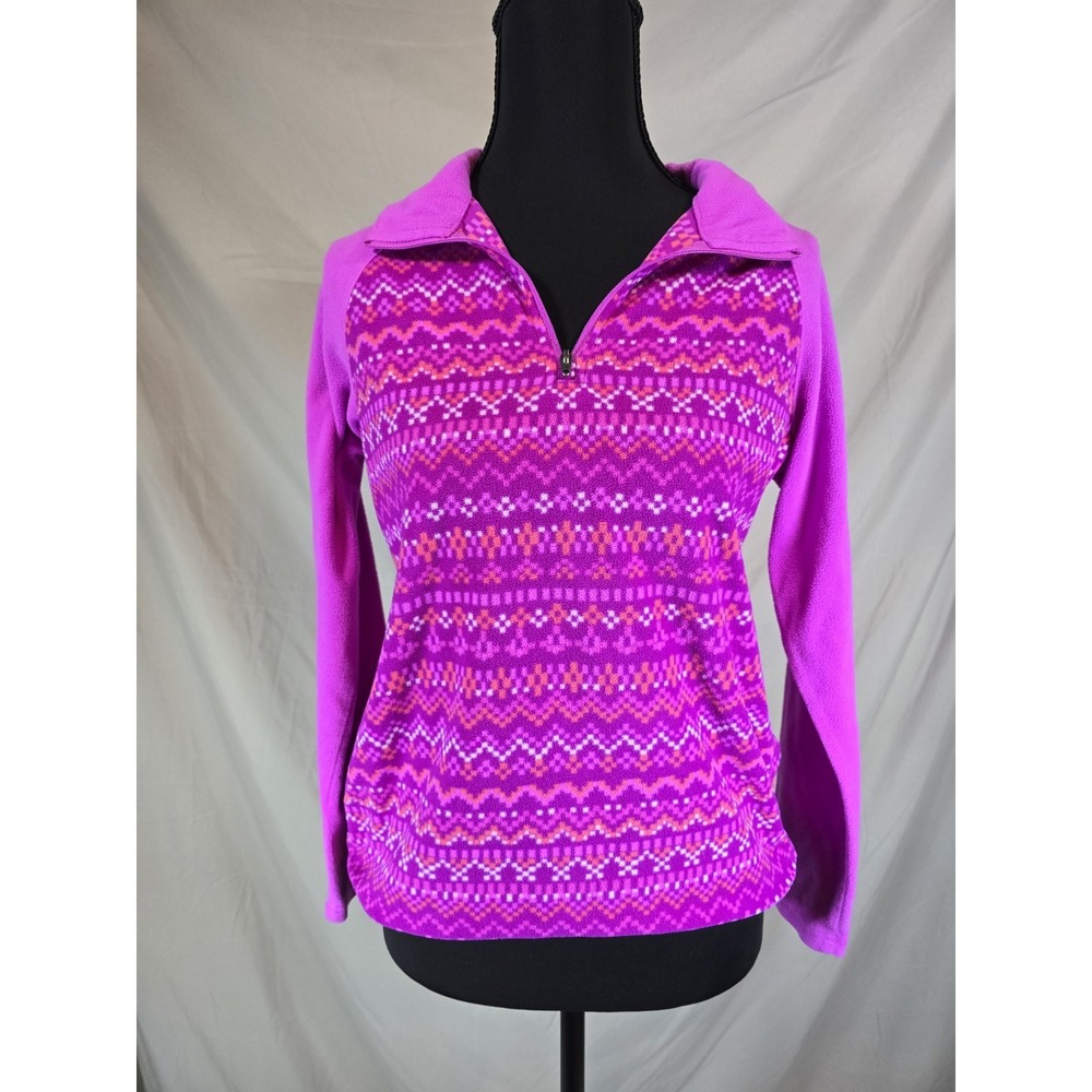 Columbia Womens Lightweight Fleece Size Large‎ L Pink Pattern 1/4 Zip
